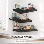 fuqing Corner Floating Shelves for Storage, Solid Wood, Wall Mount Wooden - Image 3