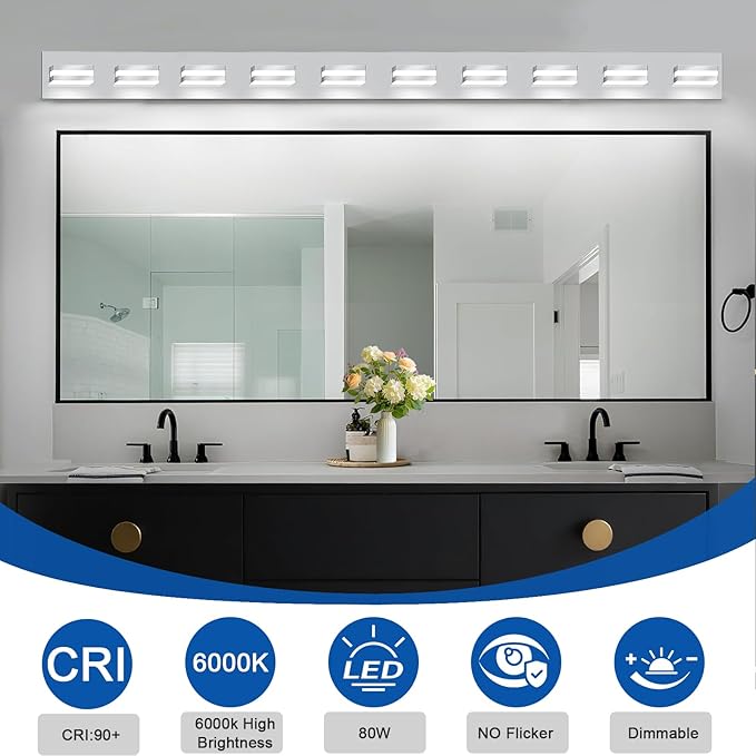 IZORRO LED Modern Bathroom Lights Fixtures, Chrome Acrylic Wall Lighting - Image 4