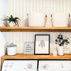 Erfoni Yellow and White Peel and Stick Wallpaper Modern Herringbone Wallpaper - Image 4