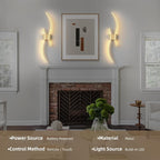Battery Operated Wall Sconce Set of Two, Dimmable Modern LED Rechargeable Wall - Image 6