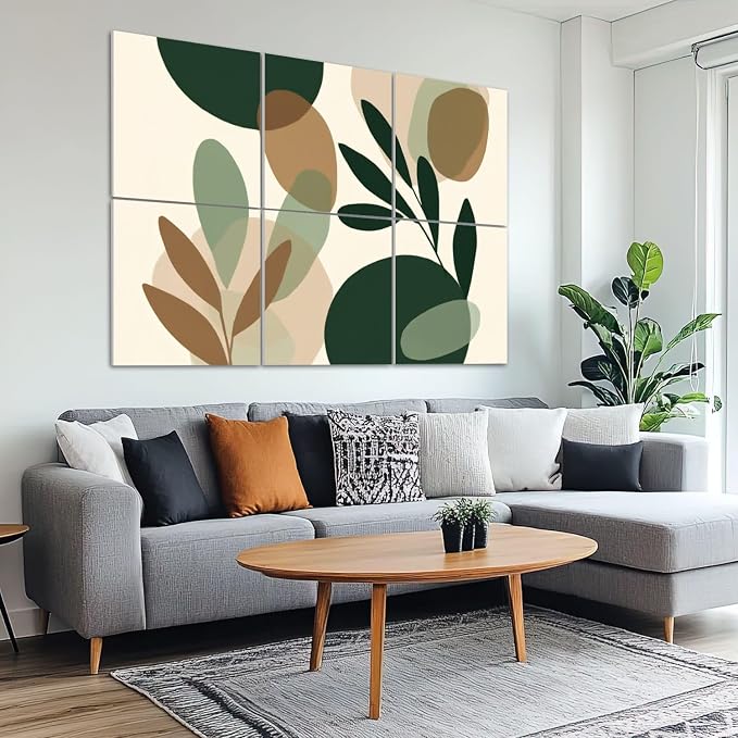 6 Pack Art Acoustic Panels Sound Absorbing Boho Botanical Leaf Orange Green - Image 6