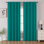 CUCRAF Turquoise Blackout Curtains 84 inch Length 2 Panels Set, Rod Pocket Room by CUCRAF