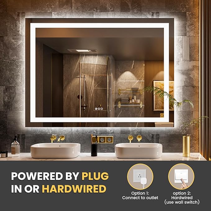 LOAAO 52"x36" LED Bathroom Mirror - Image 6