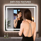 LOAAO 39.4"x31.5" LED Mirror for Bathroom, Lighted Bathroom Mirror - Image 2