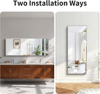 KOCUUY Large Silver Mirror, HD Tempered Glass, Anti-Rust Frame, Modern Design - Image 9