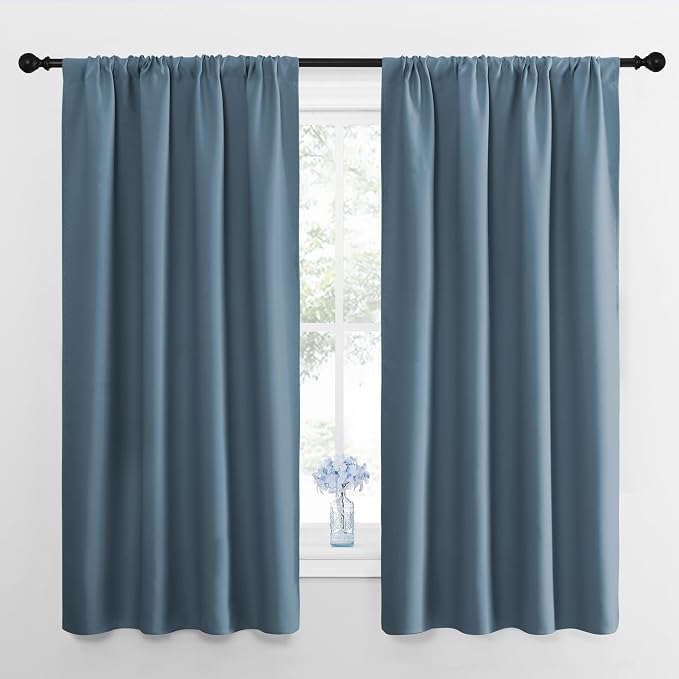 NICETOWN Window Curtains for Bedroom, Smoky Blue, 2 Panels, W42 x L48 -Inch by NICETOWN