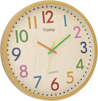 Foxtop 14 Inch Kids Wall Clock Silent Non-Ticking Battery Operated Colorful - Image 9