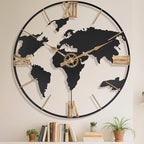 Pytha Sight 24 Inch Large Wall Clock, Modern Decorative Big World Map by Pytha+Sight