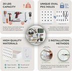 Keepo Peg Board Wall Organizer – Plastic Pegboard Panels, Modular Peg Board - Image 5