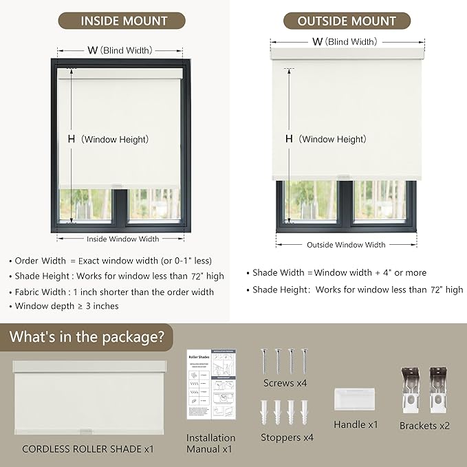 SUNOFF Cordless Blackout Roller Shades Blinds - Image 2