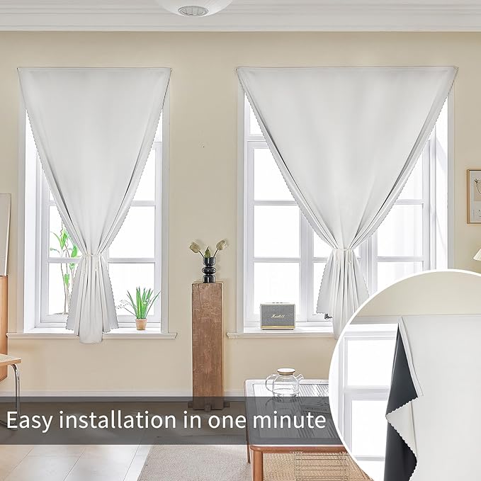 AJAZZ 100% Black Out Curtains Adhesive Blackout Temporary Curtain Rod No - Image 6