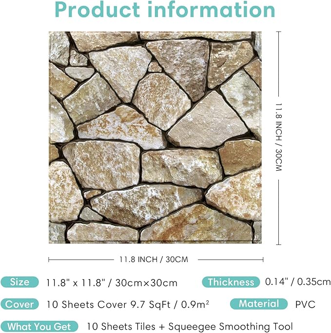 Commomy 3D Faux Stone Peel and Stick Wall Tiles - Image 6
