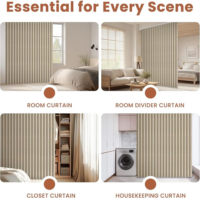 AJAZZ Blackout Accordion Door Curtain 98"x106" Cream Yellow - Image 8