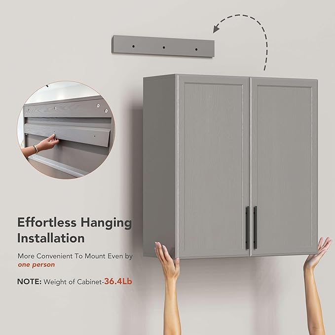 FIMELLO 30" Laundry Room Cabinets Wall Mounted, Wall Cabinets - Image 4