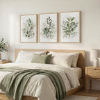 Framed Botanical Wall Art for Living Room, 3 Piece Neutral Sage Green - Image 2