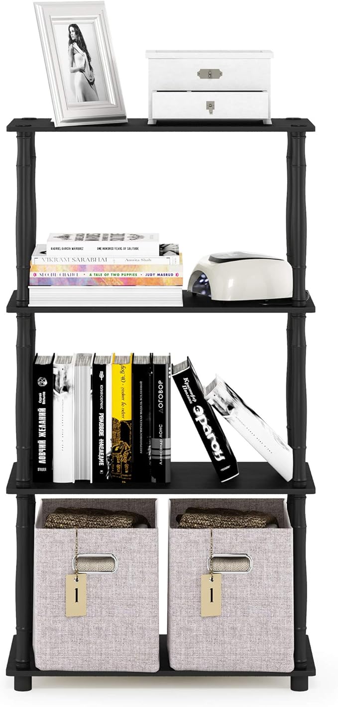 Furinno TURN-N-TUBE Storage Shelves, 4-Tier Book Shelf, Corner Shelf, Toolless - Image 4