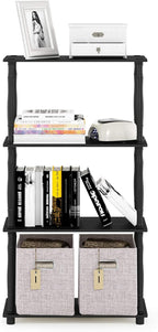 Furinno TURN-N-TUBE Storage Shelves, 4-Tier Book Shelf, Corner Shelf, Toolless - Image 4