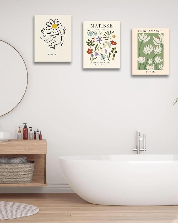 HesenDot 16x12IN Matisse Wall Art, Framed Canvas Bathroom Wall Art Pictures - Image 5