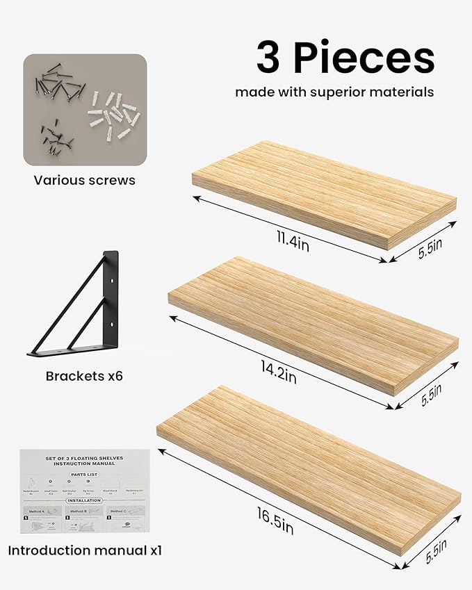 BAYKA Wall Shelves for Bedroom Decor, Floating Wall Shelves for Living Room - Image 8
