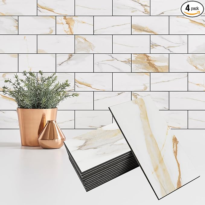 StyloVue 4 Pieces Peel and Stick Backsplash by StyloVue