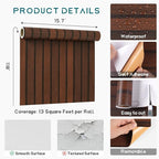 VEELIKE Walnut Wooden Slat Wallpaper Peel and Stick Waterproof Dark Wood - Image 8