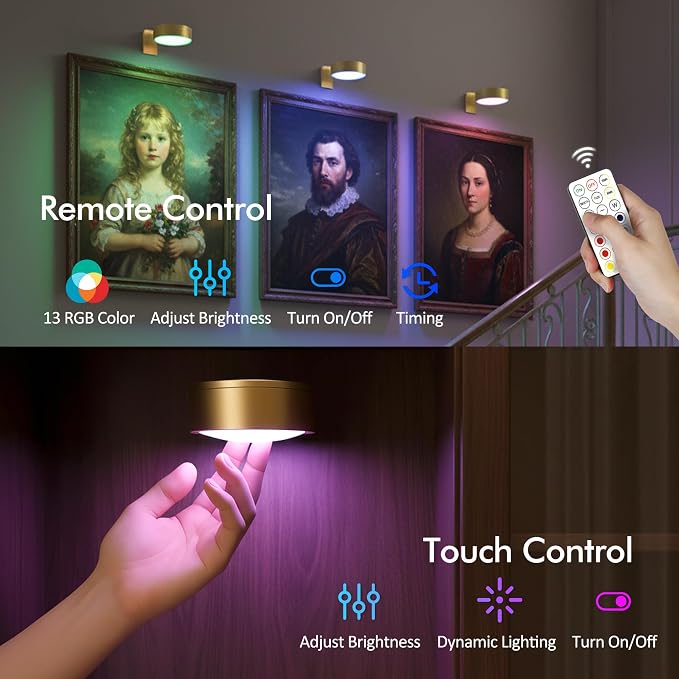 3-Pack Picture Lights for Wall, 13 RGB Color Changing Led Art Display Light - Image 5