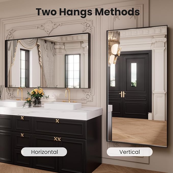 LOAAO Black Bathroom Mirror 72"X32" - Image 4