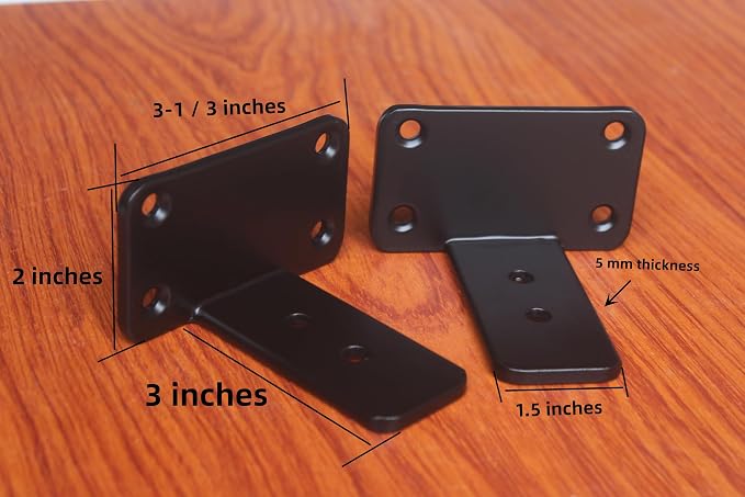6 Pack - 3 inch Black Hidden L Shelf Bracket Iron Floating Shelf Brackets - Image 2