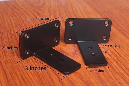 12 Pack - 3 inch Black Hidden L Shelf Bracket Iron Floating Shelf Brackets - Image 2