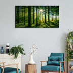 AIYISU Green Forest Canvas Wall Art Sunshine Forest Pictures Wall Decor Nature - Image 2