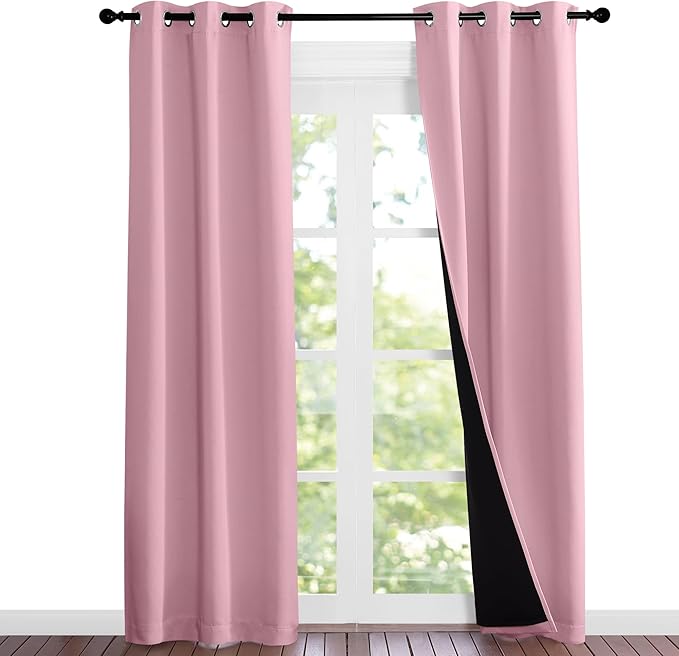 NICETOWN Crystal Pink Full Shade Curtain Panels, Pair of Thermal Insulated & by NICETOWN