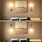 Walnut Grain Battery Operated Wall Sconces Set of 2, Rechargeable Wireless Wall - Image 7