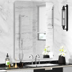 Silver Framed Bathroom Mirror, Brushed Nickel Large Rounded Corner Rectangle by Minuover