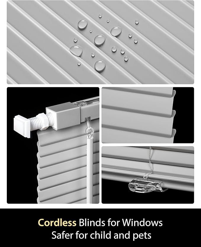 UNISHADES No Drill Blinds for Windows 1" Vinyl L-Shaped Slats Cordless Mini - Image 4