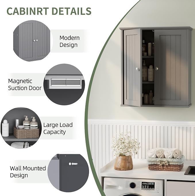 Bathroom Wall Cabinet, Bathroom Cabinet Wall Mount, Over Toilet Space Saver - Image 6