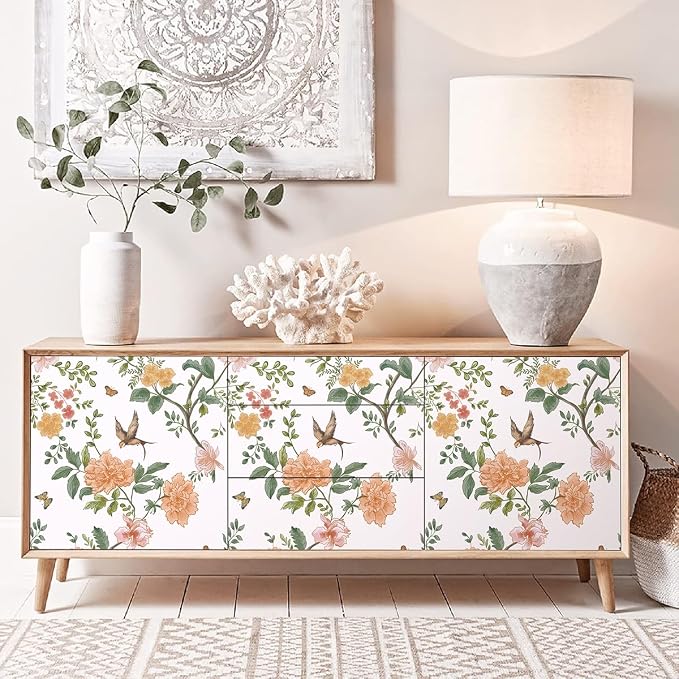 Froluya Floral Peel and Stick Wallpaper Vintage Floral Contact Paper 16.9” x - Image 5