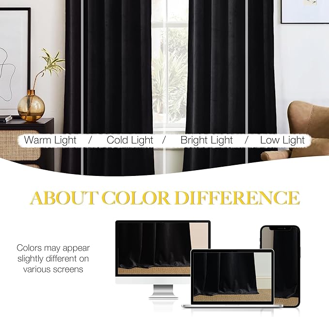 NICETOWN Black Velvet Curtains 84 inch Long - Image 9