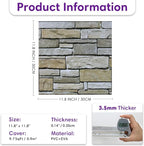 3D Peel and Stick Faux Stone Wall Panels 11.8" x 11.8" 10-Pack, Stone-Look Wall - Image 3