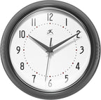 Infinity Instruments LTD. Retro Round Aluminum Wall Clock, Oyster Grey by InfinityInstruments