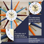 FIELDY Large Wall Clock 22 Inch Mid Century Wall Clocks Starburst Clock Non - Image 5