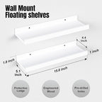 RICHER HOUSE 3 Set White Floating Shelves, 16 inches Wall Mounted White Shelves - Image 3