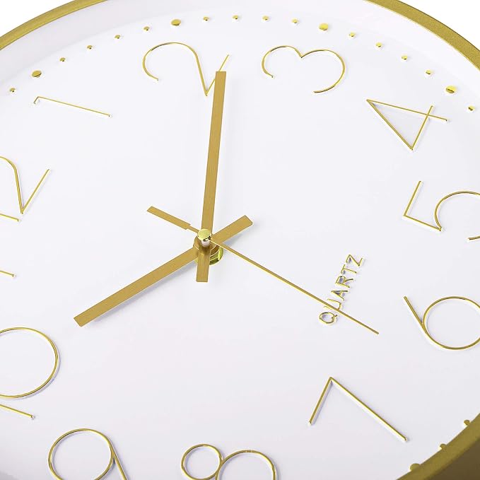 Foxtop Gold Wall Clock 12 Inch Silent Non-Ticking Battery Operated Round Quartz - Image 8