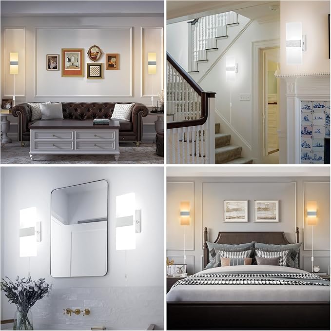 TRLIFE Wall Sconces Plug in, Adjustable 4 Color Temperature Modern LED Wall - Image 3