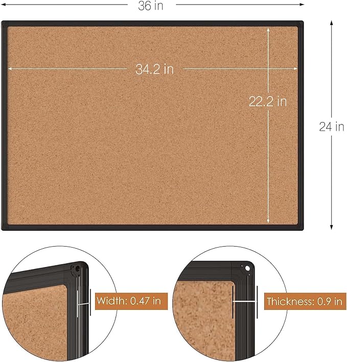 2-Pack Cork Board Bulletin Board 24 x 36, Office Board - Image 5