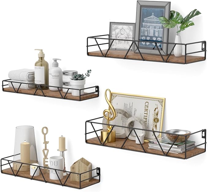 Amaoot Floating Shelves Set of 4, Home Wood Wall Shelf, Farmhouse Shelf by Amoot