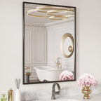LOAAO 24"X32" Black Rectangle Bathroom Mirror Wall, Matte Black Aluminum Alloy - Image 4