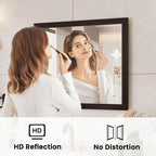Amorho Bathroom Mirror Black, 30x36 Inch Thick Metal Framed Wall Mirrors - Image 3