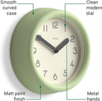 JONES CLOCKS® Fuze wall Clock | Small Round Clock | Matcha Green | Playful - Image 5
