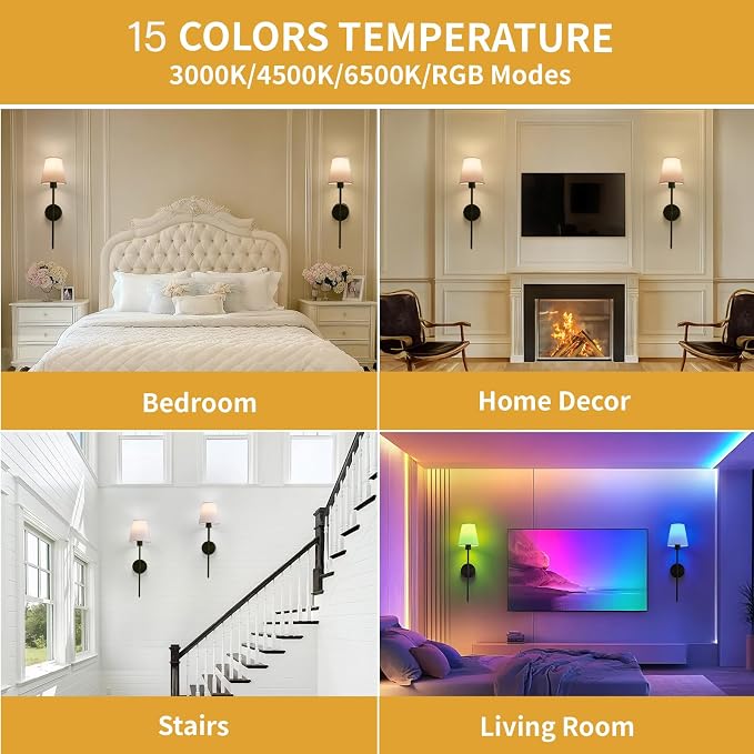 Wall sconces Set of Two Battery Operated – Rechargeable Wireless Wall Lights - Image 7