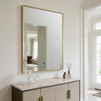 Bathroom Mirror for Wall, 30x40 Inch Metal Framed Mirror, Brushed Gold - Image 8
